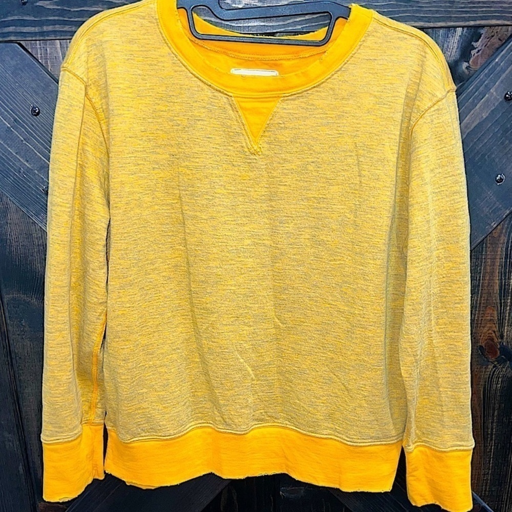 Current/Elliott Stadium Sweatshirt 0 Yellow DIstressed Long Sleeves Boho‎ Top